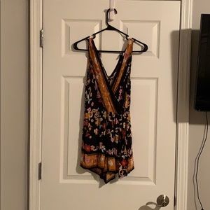 Target navu blue floral belt romper